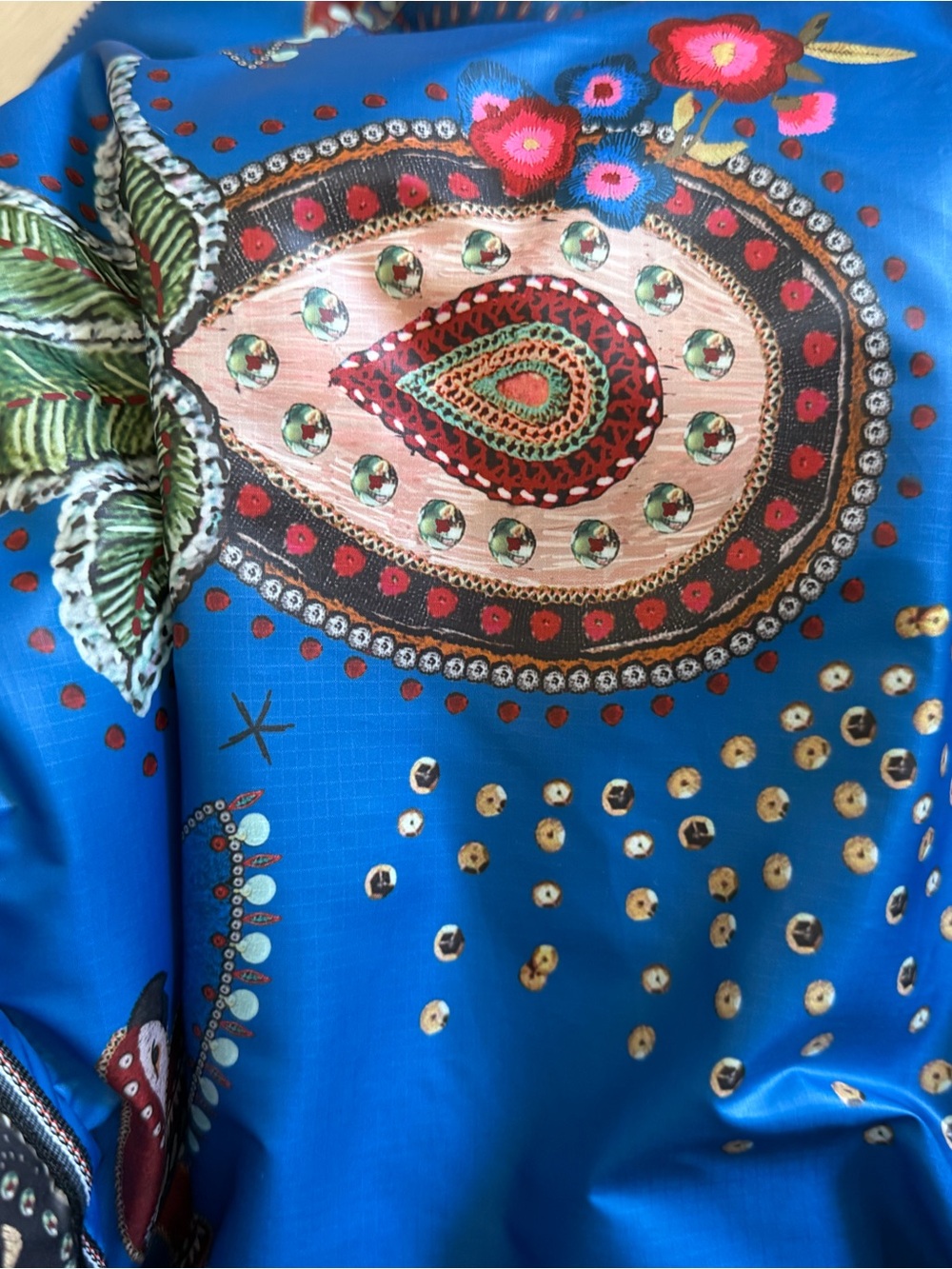 FARM Rio Blue Embroidered-Style Patterned Puffer Jacket - Picture 6 of 7
